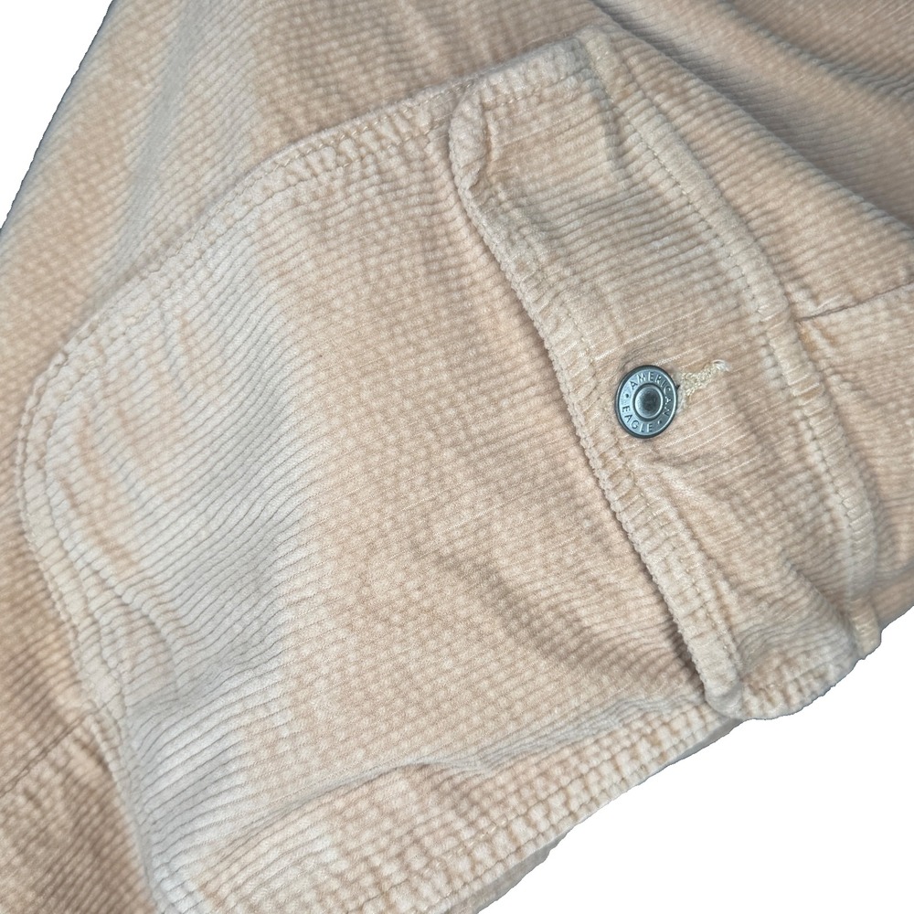 American Eagle corduroy cargo pants women's 14 Long tan wide leg stretch